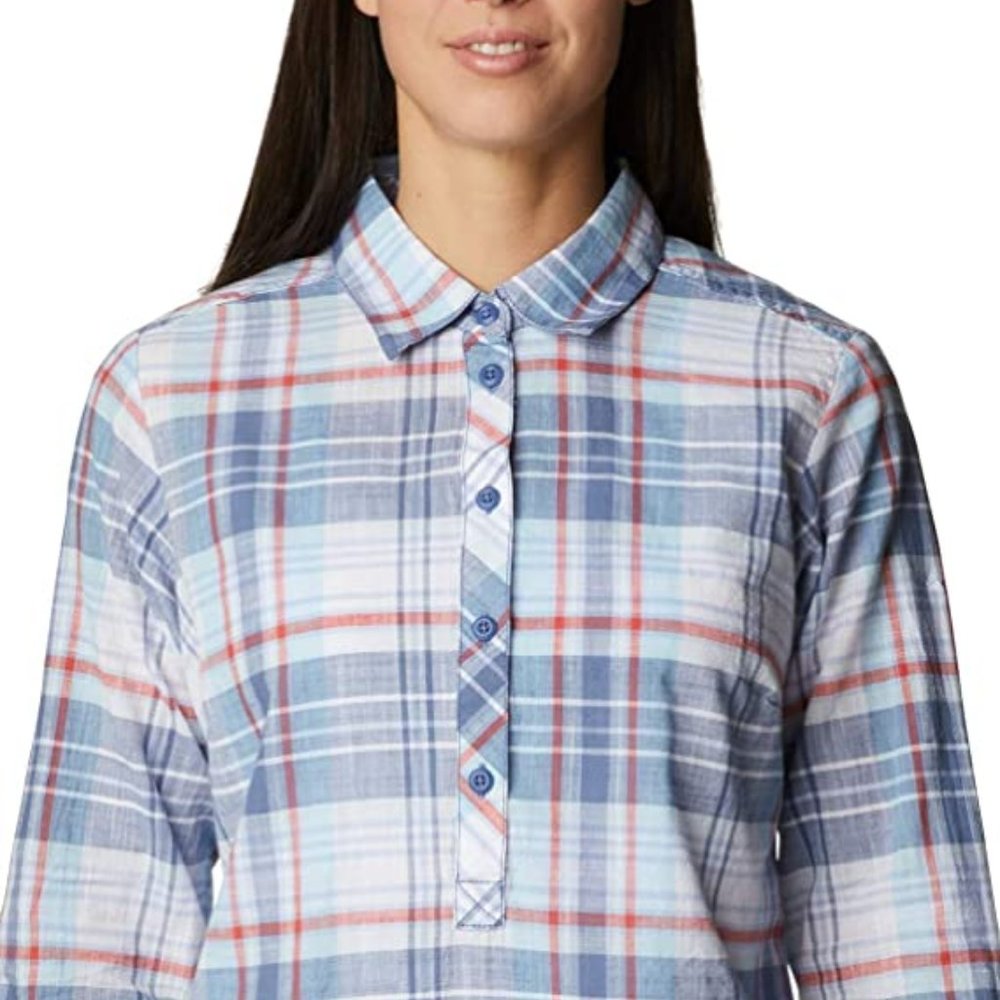 🆕Columbia Women's Camp Henry II Tunic, Faded Sky Plaid, SM and MD. Brand NEW